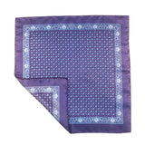 Navy Blue Tear Drop Silk Pocket Square With A Paisley Border