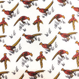 Pheasant Silk Pocket Square Burgundy Border