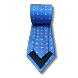 Blue & Pink Floral Neat Woven Silk Tie Hand Finished