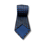 Brown & Blue Chequered Woven Silk Tie Hand Finished