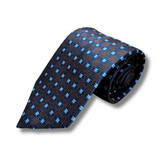 Brown & Blue Chequered Woven Silk Tie Hand Finished