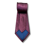 Burgundy & White Spotted Woven Silk Tie Hand Finished