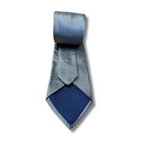 Silver & White Spotted Woven Silk Tie Hand Finished