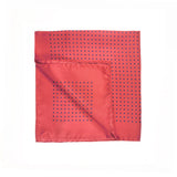 Deep Red and Navy Classic Spot Print Silk Pocket Square