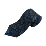 Blue Paisley Screen Printed Silk Tie