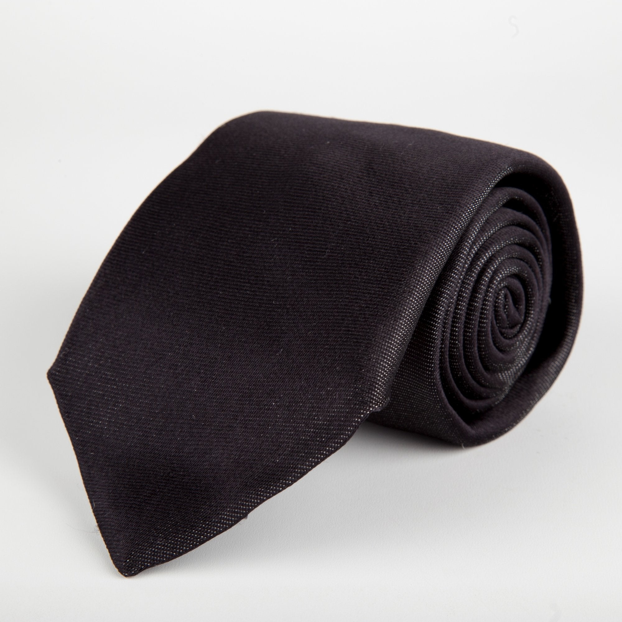 Black Plain Weave Formal Silk Tie - British Made