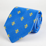 Blue Fleur-De-Lys Woven Silk Tie - British Made