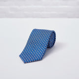 Blue Floral Printed Silk Tie