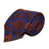 Blue Paisley Printed Silk Tie Hand Finished - British Made
