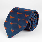 Blue Pheasant Woven Silk Tie Hand Finished