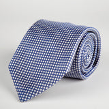 Blue Small Square Woven Silk Tie - British Made