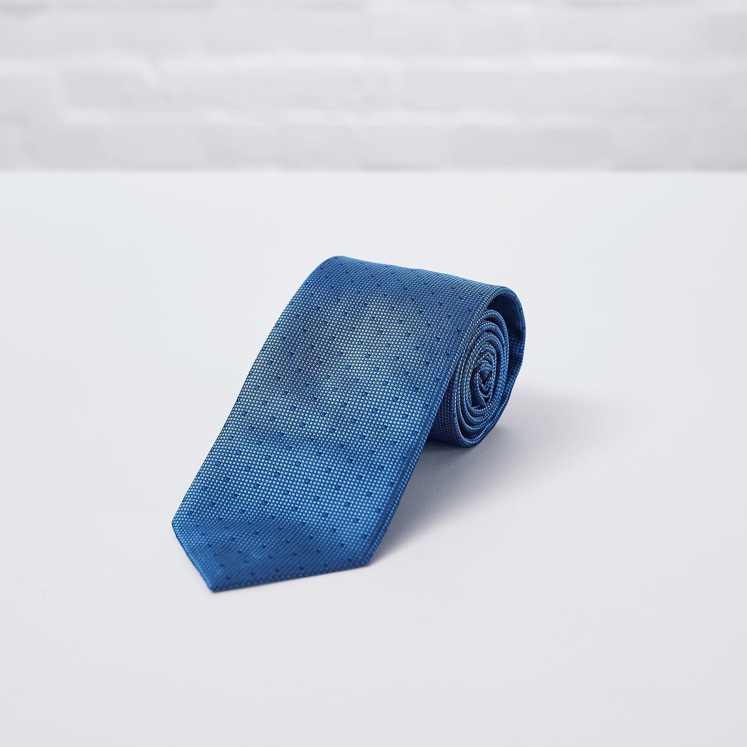 Blue Spot Woven Silk Tie - British Made