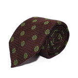Brown Flower Woven Silk Tie Hand Finished