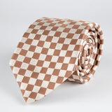 Brown Square Repp Woven Silk Tie - British Made