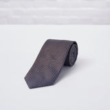 Brown Square Spot Woven Silk Tie - British Made