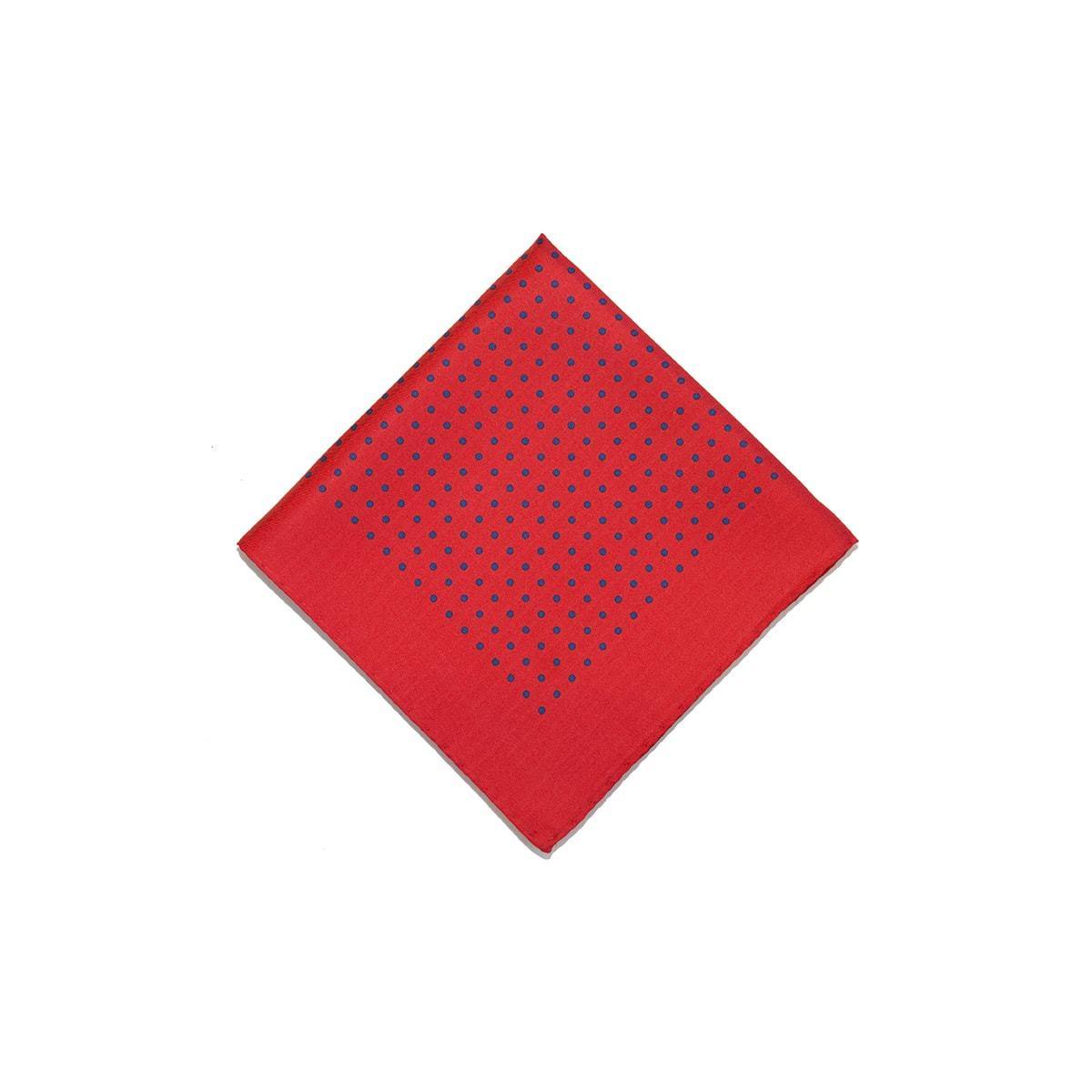 Bt Red Blue Classic Spot Print Silk Pocket Square - British Made