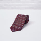 Burgundy Floral Woven Silk Tie - British Made