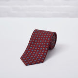 Burgundy Geometric Flower Printed Silk Tie