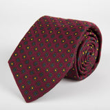 Burgundy Neat Flower Woven Silk Tie Hand Finished