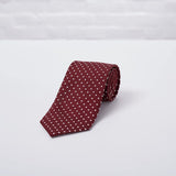 Burgundy Small Spot Printed Silk Tie Hand Finished