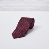 Burgundy Spot Woven Silk Tie Hand Finished