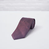 Burgundy Square Spot Woven Silk Tie - British Made