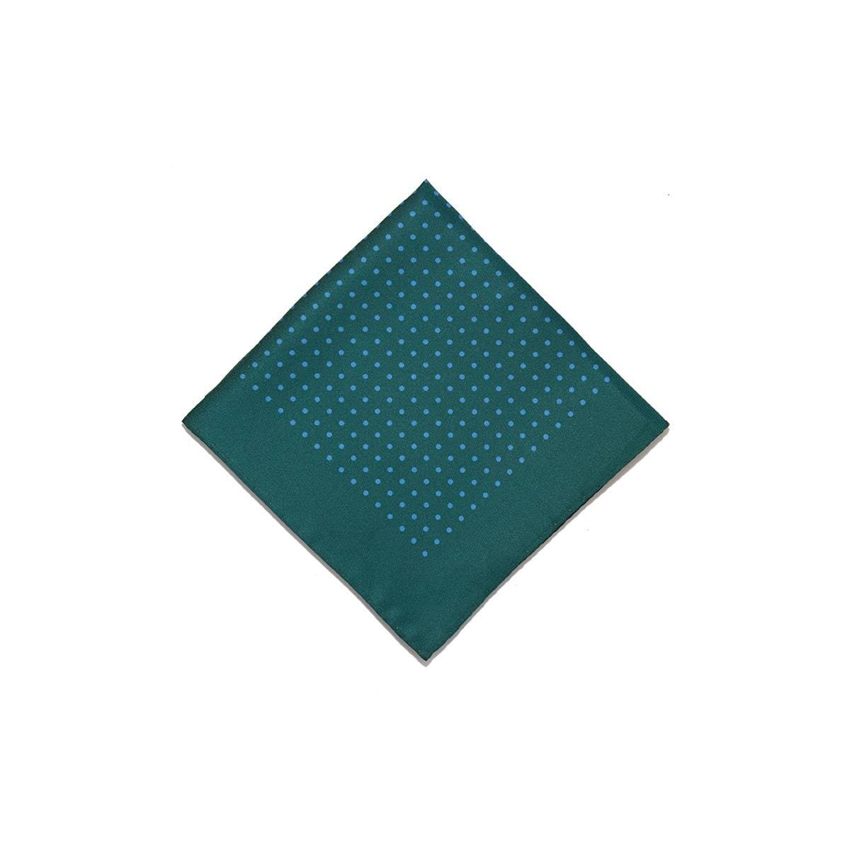 Green Blue Classic Spot Print Silk Pocket Square - British Made