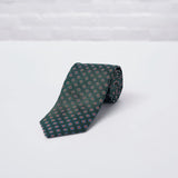 Green Daisy Woven Silk Tie Hand Finished