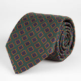 Green Diamond Flower Woven Silk Tie Hand Finished