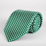 Green Geometric Diamond Printed Silk Tie Hand Finished - British Made