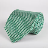 Green Geometric Small Circles Printed Silk Tie - British Made