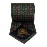 Green Neats Printed Silk Tie Hand Finished - British Made