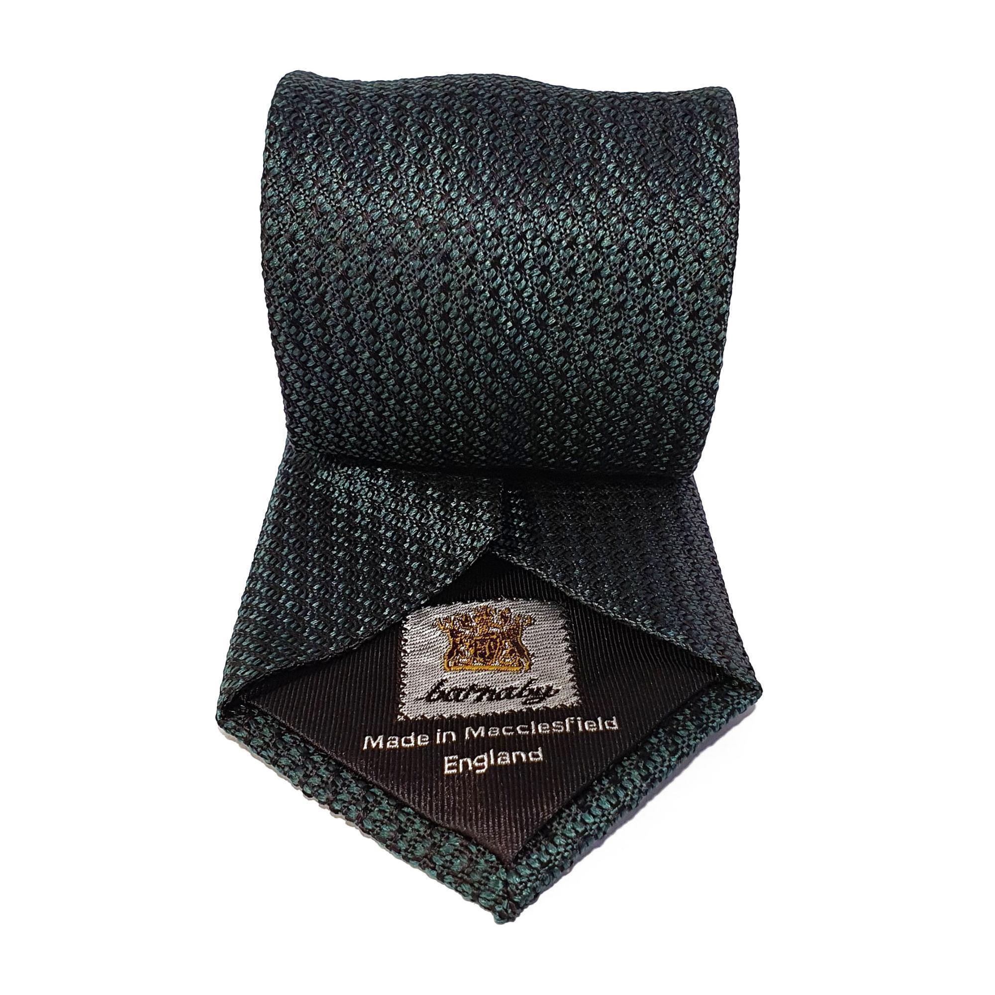 Green Plain Weave Formal Silk Tie Hand Finished - British Made