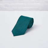 Green Small Spot Printed Silk Tie - British Made