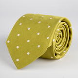 Green Spotted Woven Silk Tie - British Made