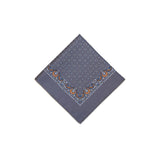 Grey Orange Tear Drop Silk Pocket Square With A Paisley Border - British Made