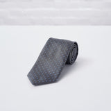 Grey Spot Woven Silk Tie - British Made