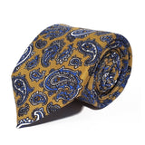 Khaki Paisley Printed Silk Tie Hand Finished