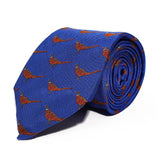 Light Blue Pheasant Woven Silk Tie Hand Finished - British Made