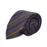 Light Navy Stripe Silk Tie Woven Hand Finished - British Made