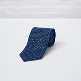 Navy Blue Small Spot Printed Silk Tie