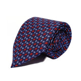 Navy Leaves Printed Silk Tie Hand Finished