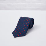 Navy Red Large Spot Printed Silk Tie