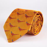 Orange Pheasant Woven Silk Tie Hand Finished