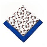 Pheasant Silk Pocket Square Blue Border