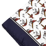 Pheasant Silk Pocket Square Navy Border - British Made