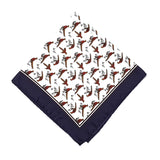 Pheasant Silk Pocket Square Navy Border