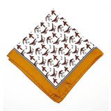 Pheasant Silk Pocket Square Orange Border