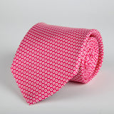 Pink Geometric Small Circles Printed Silk Tie - British Made