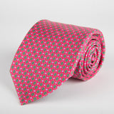 Pink Geometric Starflower Printed Silk Tie - British Made